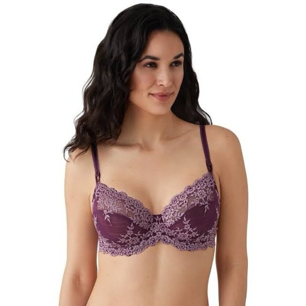 Wacoal 65191 Embrace Lace Underwire Bra Unlined 36D Purple Sexy Lingerie